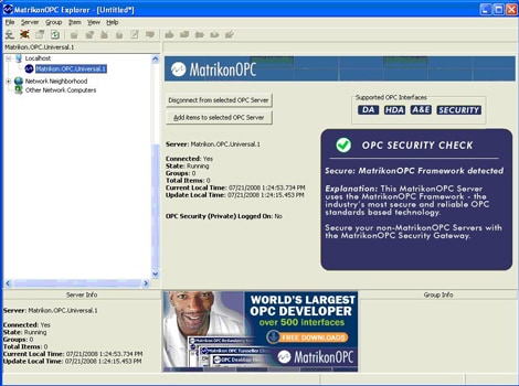 opc client – MatrikonOPC Explorer